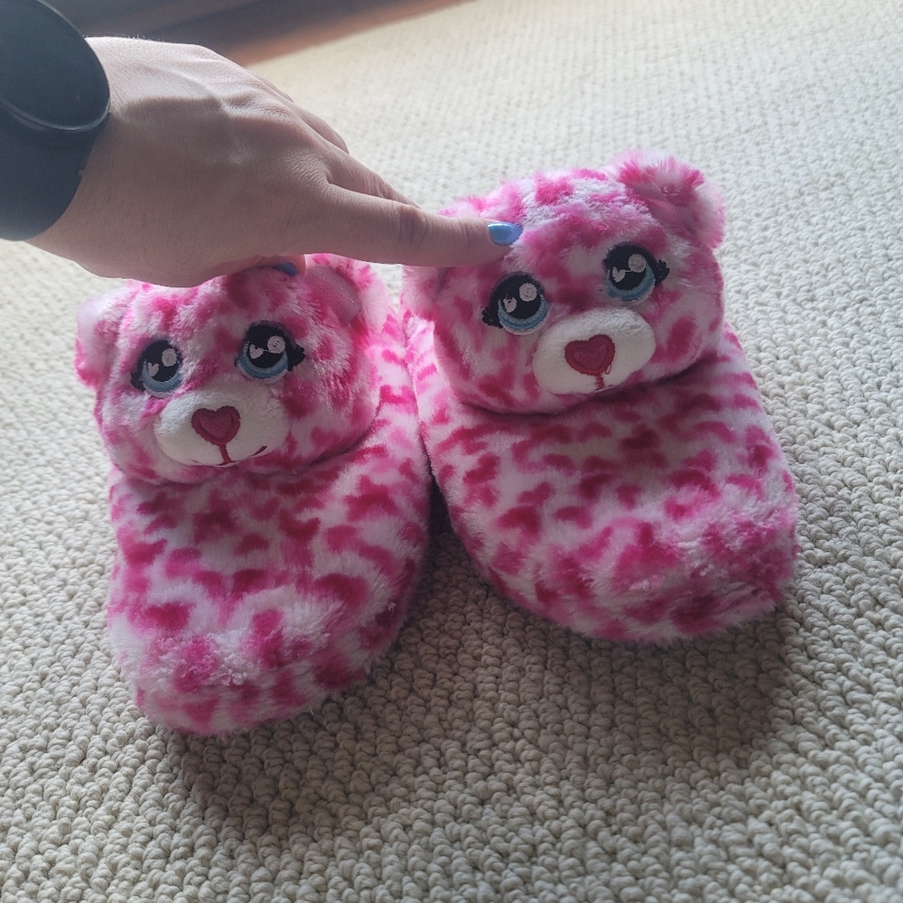 Build A Bear Pink Fuzzy Bear Slippers